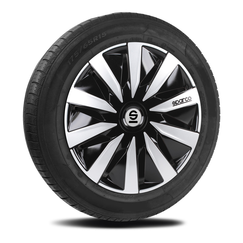 Sparco Wieldoppen Lazio - 15-inch - Zwart/Zilver - Set van 4 stuks