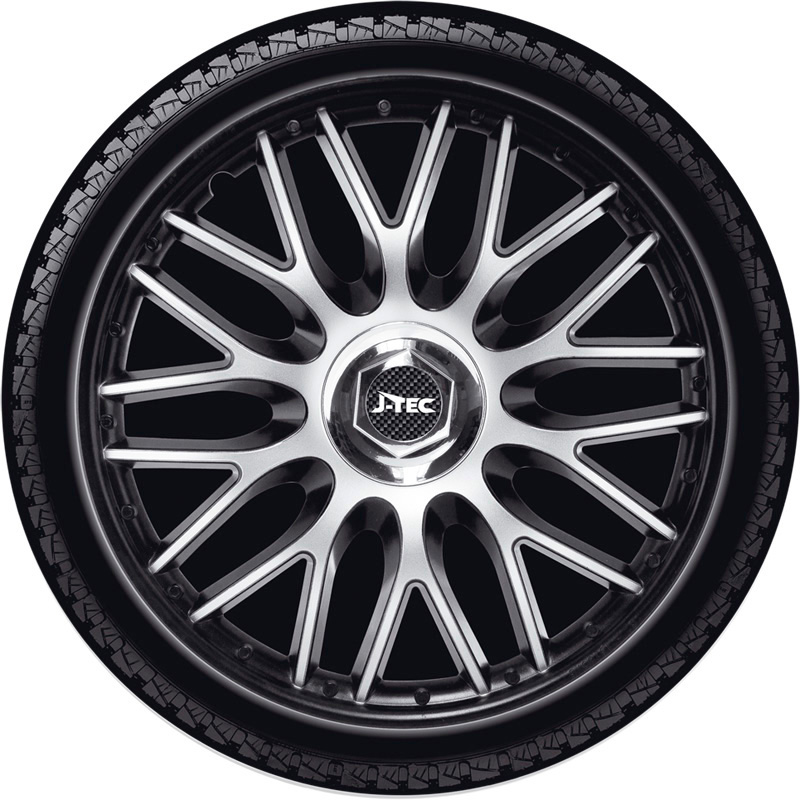 4-Delige J-Tec Wieldoppenset Orden 14-inch zwart + chroom ring