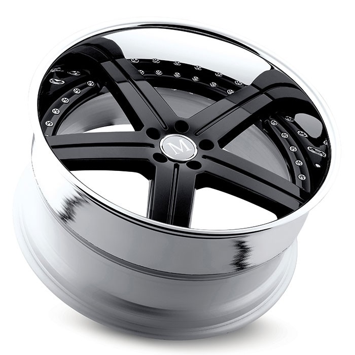 Velgen Mandrus Stuttgart 22x10,5 5x112 ET41 Glanzend Zwart + Chr