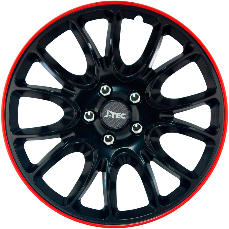 J-Tec 4-Delige Wieldoppenset Hero GTR 14-inch zwart/rode rand