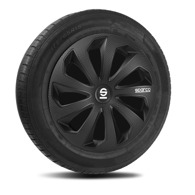 Sparco Wieldoppen Sicilia - 14-inch - Zwart/Carbon - Set van 4 stuks