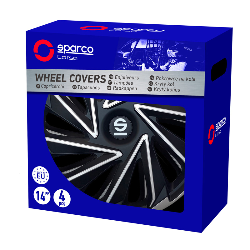 Sparco Wieldoppen Varese - 16-inch - Zilver/Zwart - Set van 4 stuks