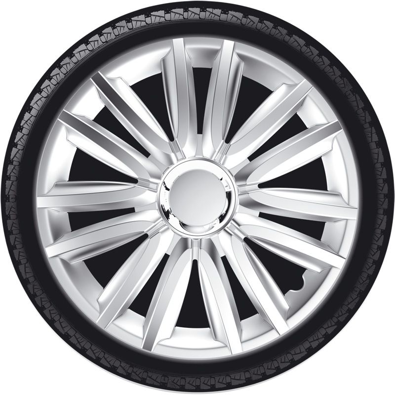 4-Delige Wieldoppenset Intenso Pro 16-inch zilver + chroom ring