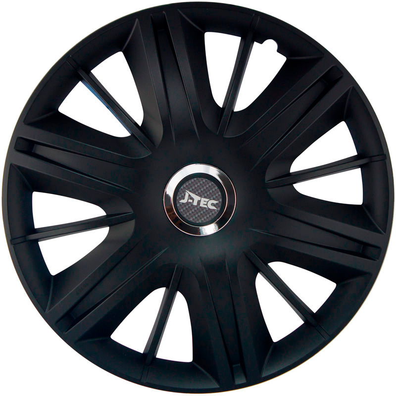 J-Tec 4-Delige Wieldoppenset Maximus 14-inch zwart + chroom ring