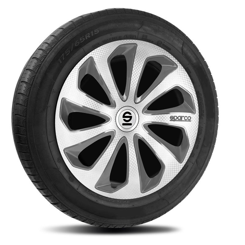 Sparco Wieldoppen Sicilia - 14-inch - Zilver/Grijs/Carbon - Set van 4 stuks