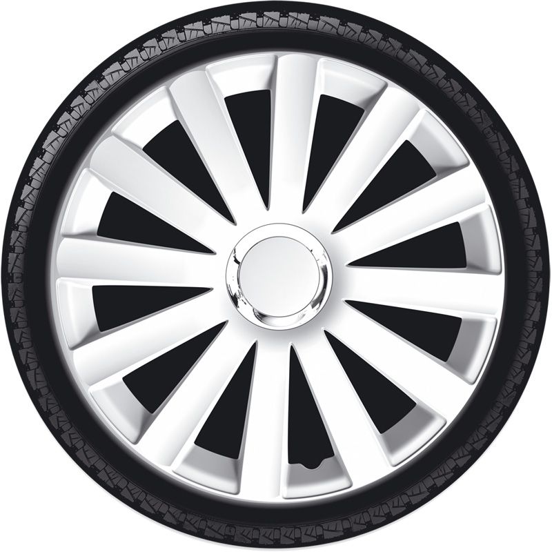 4-Delige Wieldoppenset Spyder 13-inch wit + chroom ring