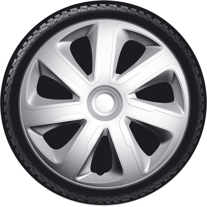 4-Delige Wieldoppenset Livorno 14-inch zilver carbon-look