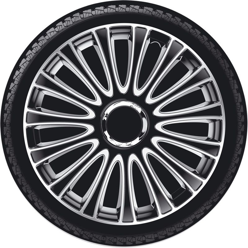 4-Delige Wieldoppenset LeMans 14-inch zwart/zilver