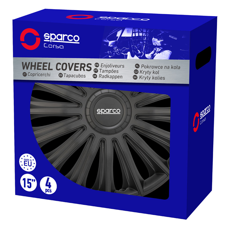 Sparco Wieldoppen Treviso - 15-inch - Zwart - Set van 4 stuks