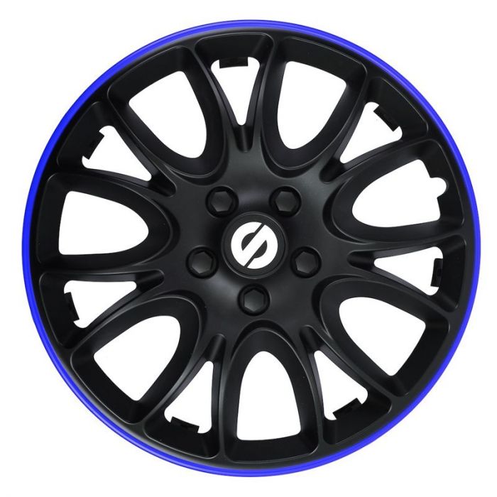 4-Delige Sparco Wieldoppenset Veneto 15-inch zwart/blauw