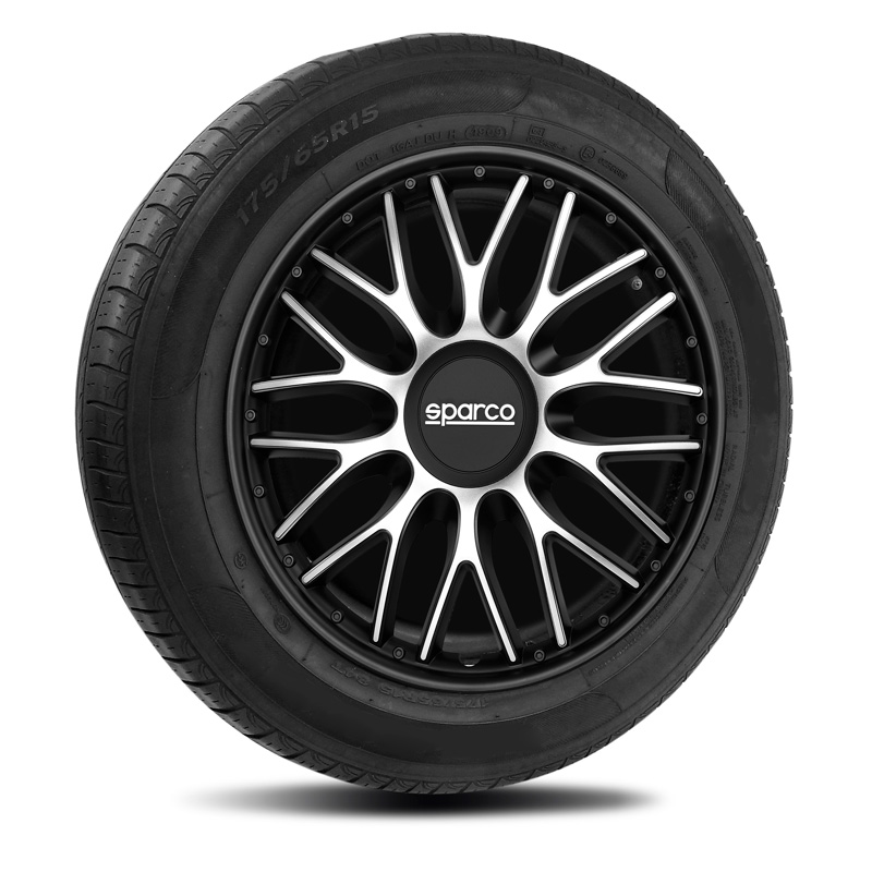 Sparco Wieldoppen Roma - 13-inch - Zilver/Zwart - Set van 4 stuks