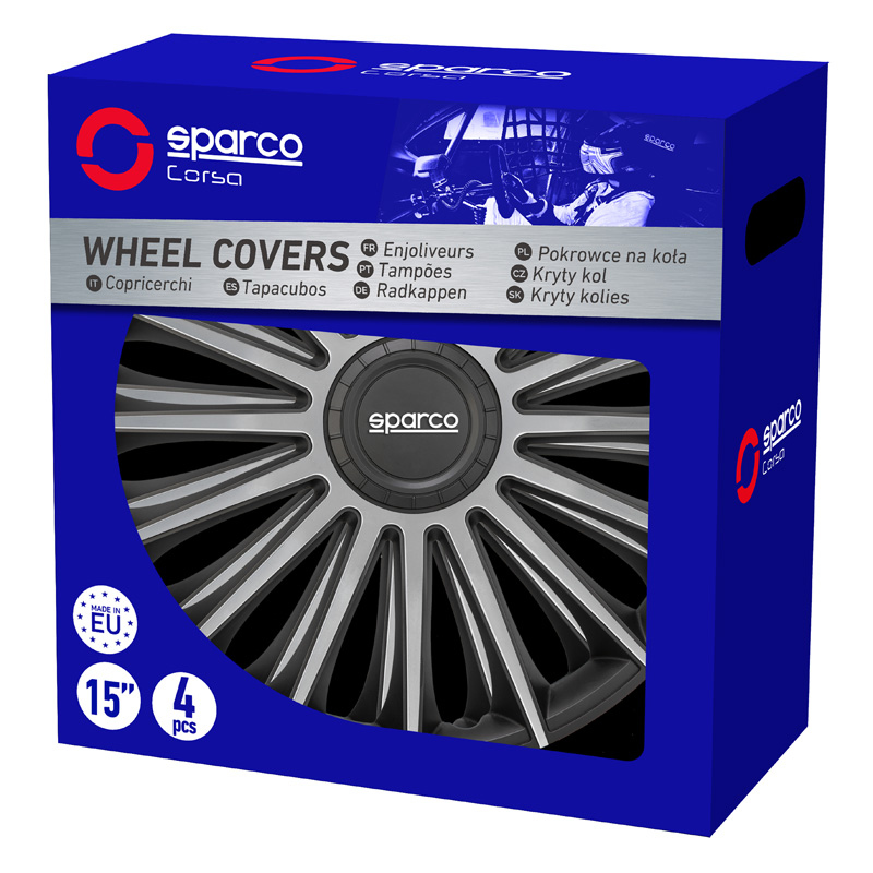 Sparco Wieldoppen Treviso - 14-inch - Zwart/Zilver - Set van 4 stuks