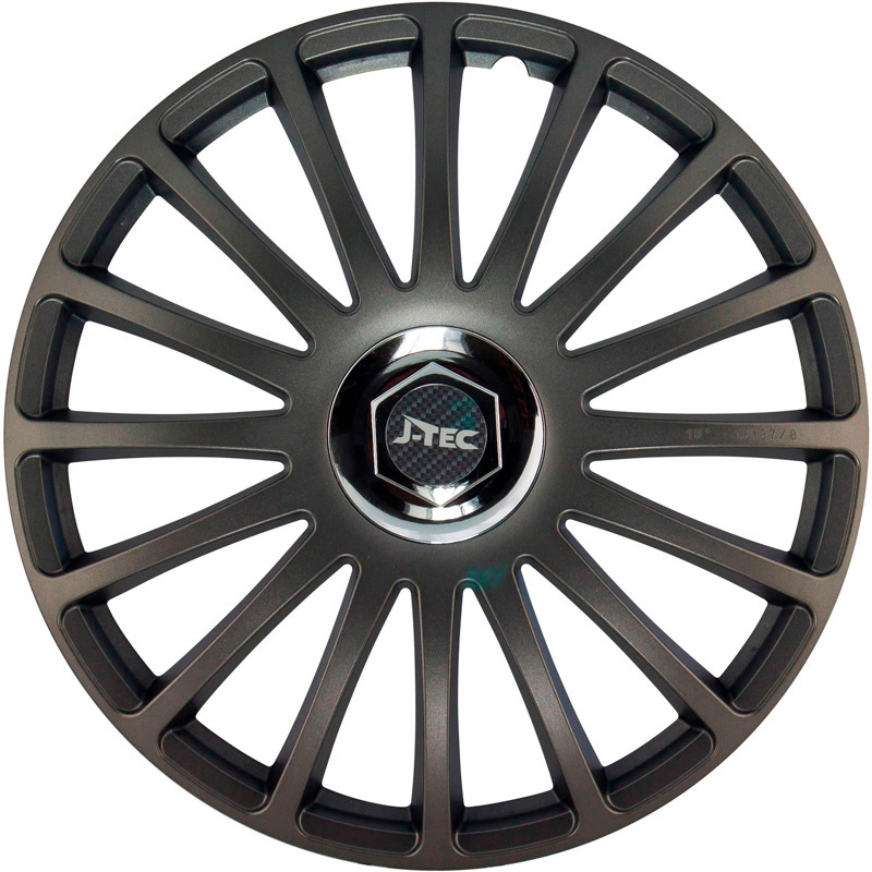 J-Tec 4-Delige Wieldoppenset Grand Prix R 13-inch grijs + chroom ring