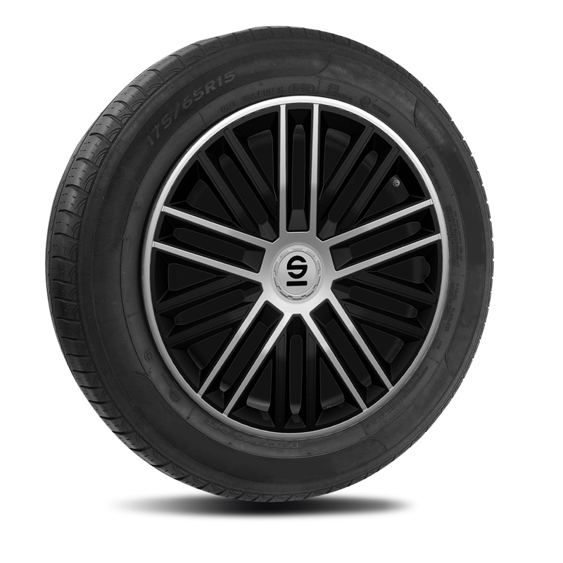 Sparco Wieldoppen Bergamo - 15-inch - Zwart/Zilver - Set van 4 stuks