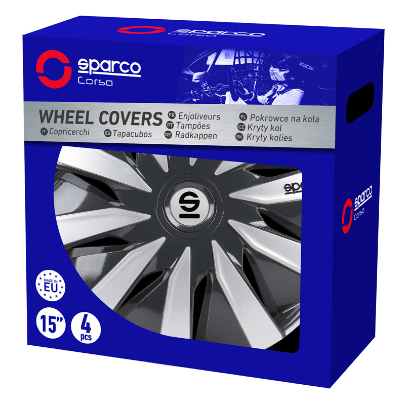 Sparco Wieldoppen Lazio - 14-inch - Grijs/Zilver - Set van 4 stuks