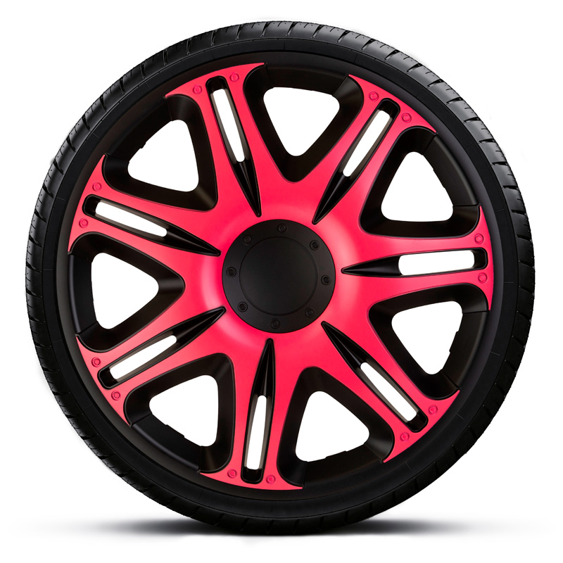 J-Tec 4-Delige Wieldoppenset Nascar 13-inch zwart/roze