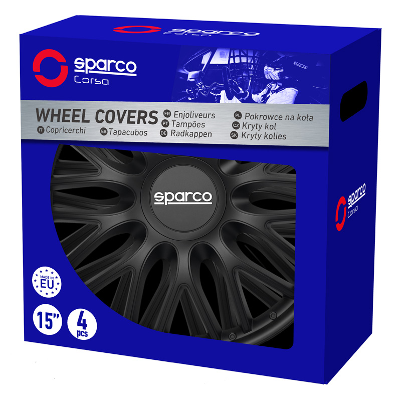 Sparco Wieldoppen Roma - 16-inch - Zwart - Set van 4 stuks