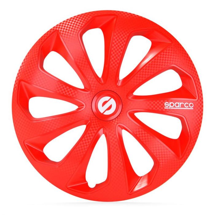 4-Delige Sparco Wieldoppenset Sicilia 13-inch rood/carbon