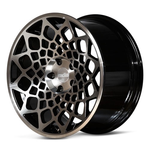 RADI8 B12 8/9x18 5X112 42 Gloss black machine face 66,6 Breedset