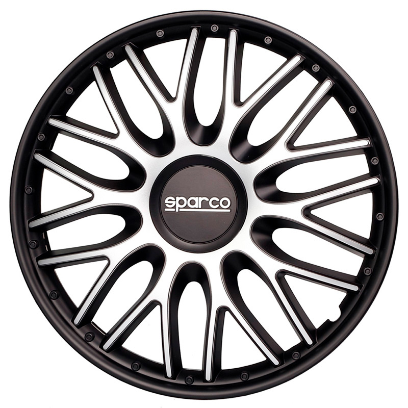 Sparco Wieldoppen Roma - 16-inch - Zilver/Zwart - Set van 4 stuks