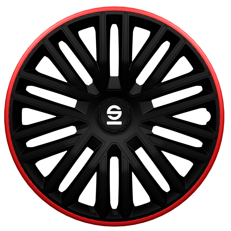 Sparco Wieldoppen Bergamo - 16-inch - Zwart/Rood - Set van 4 stuks