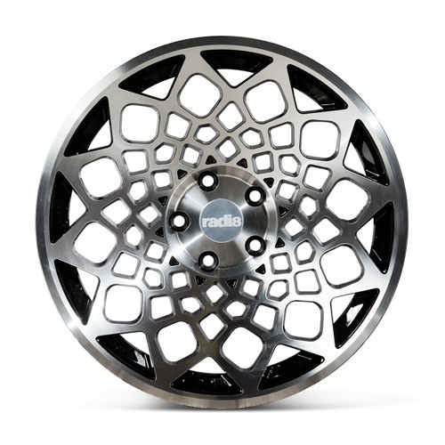 RADI8 B12 8/9x18 5X112 42 Gloss black machine face 66,6 Breedset