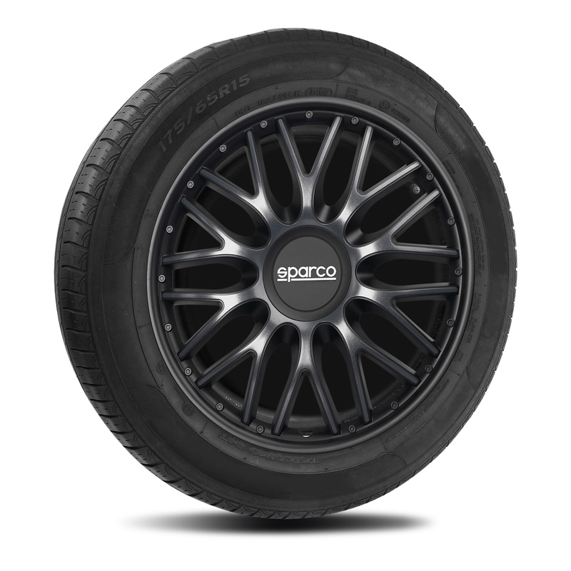 Sparco Wieldoppen Roma - 16-inch - Grijs/Zwart - Set van 4 stuks