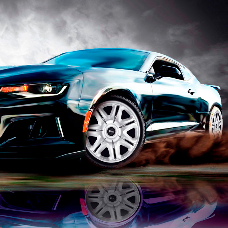 J-Tec 4-Delige Wieldoppenset Nascar ST 16-inch zilver