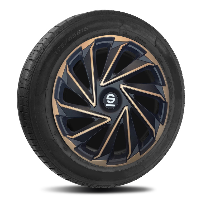 Sparco Wieldoppen Varese - 14-inch - Goud/Zwart - Set van 4 stuks