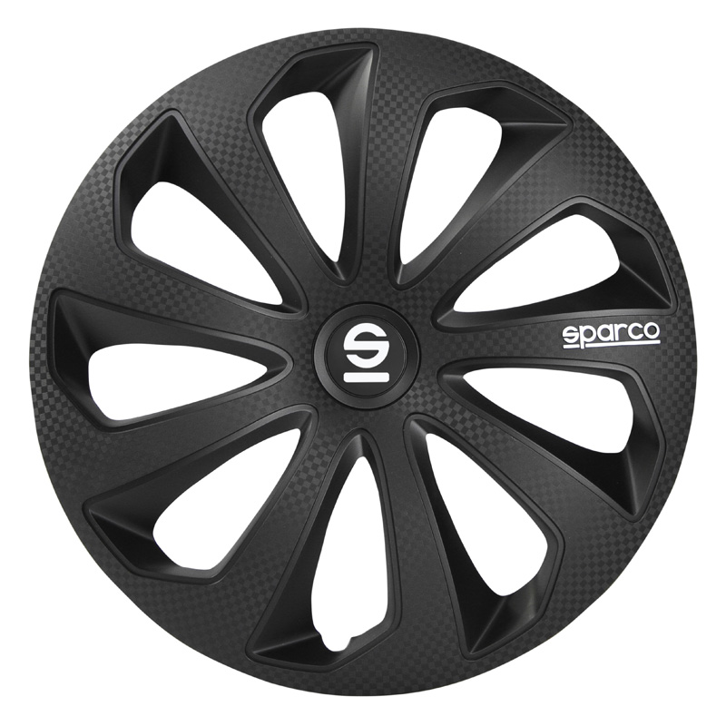 Sparco Wieldoppen Sicilia - 15-inch - Zwart/Carbon - Set van 4 stuks