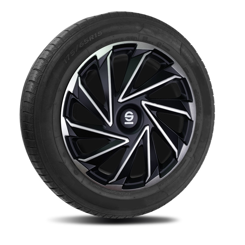 Sparco Wieldoppen Varese - 16-inch - Zilver/Zwart - Set van 4 stuks