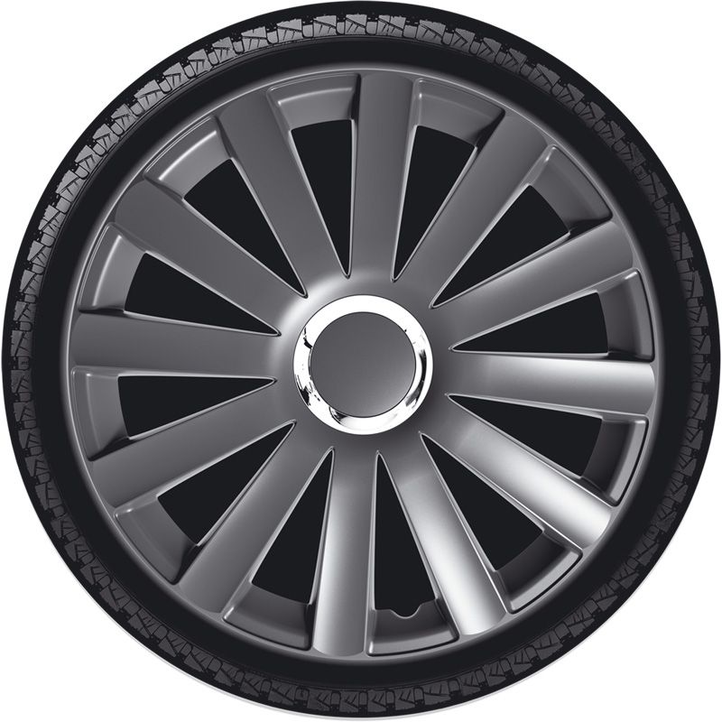 4-Delige Wieldoppenset Spyder 13-inch gun-metal + chroom ring