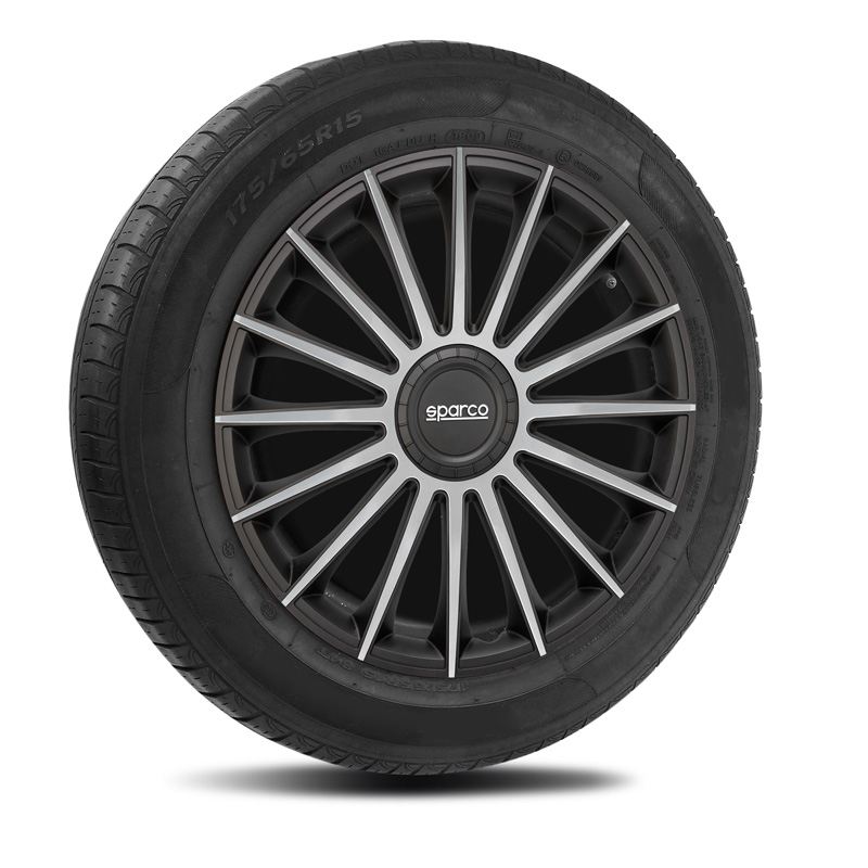 Sparco Wieldoppen Treviso - 15-inch - Zwart/Zilver - Set van 4 stuks