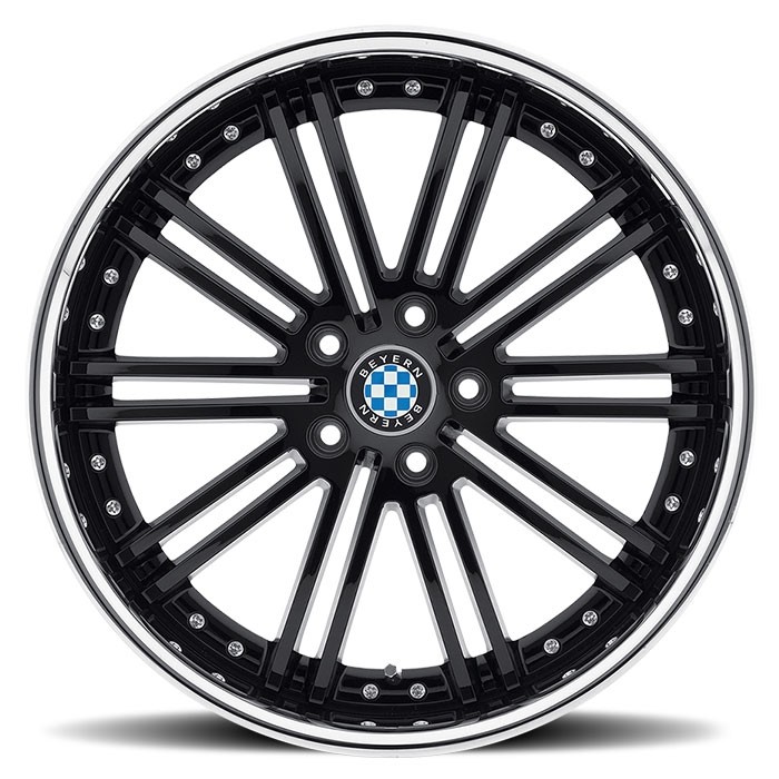 Velgen Beyern Baroque 20x9 5x120 ET19 Glanzend Zwart + Chromen R