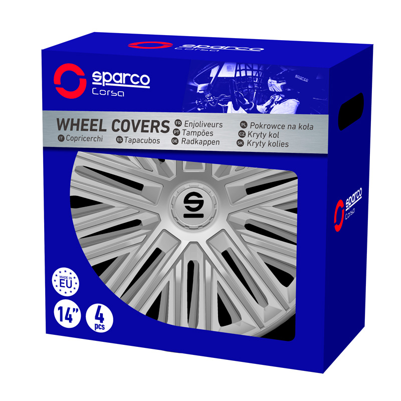 Sparco Wieldoppen Bergamo - 14-inch - Zilver - Set van 4 stuks